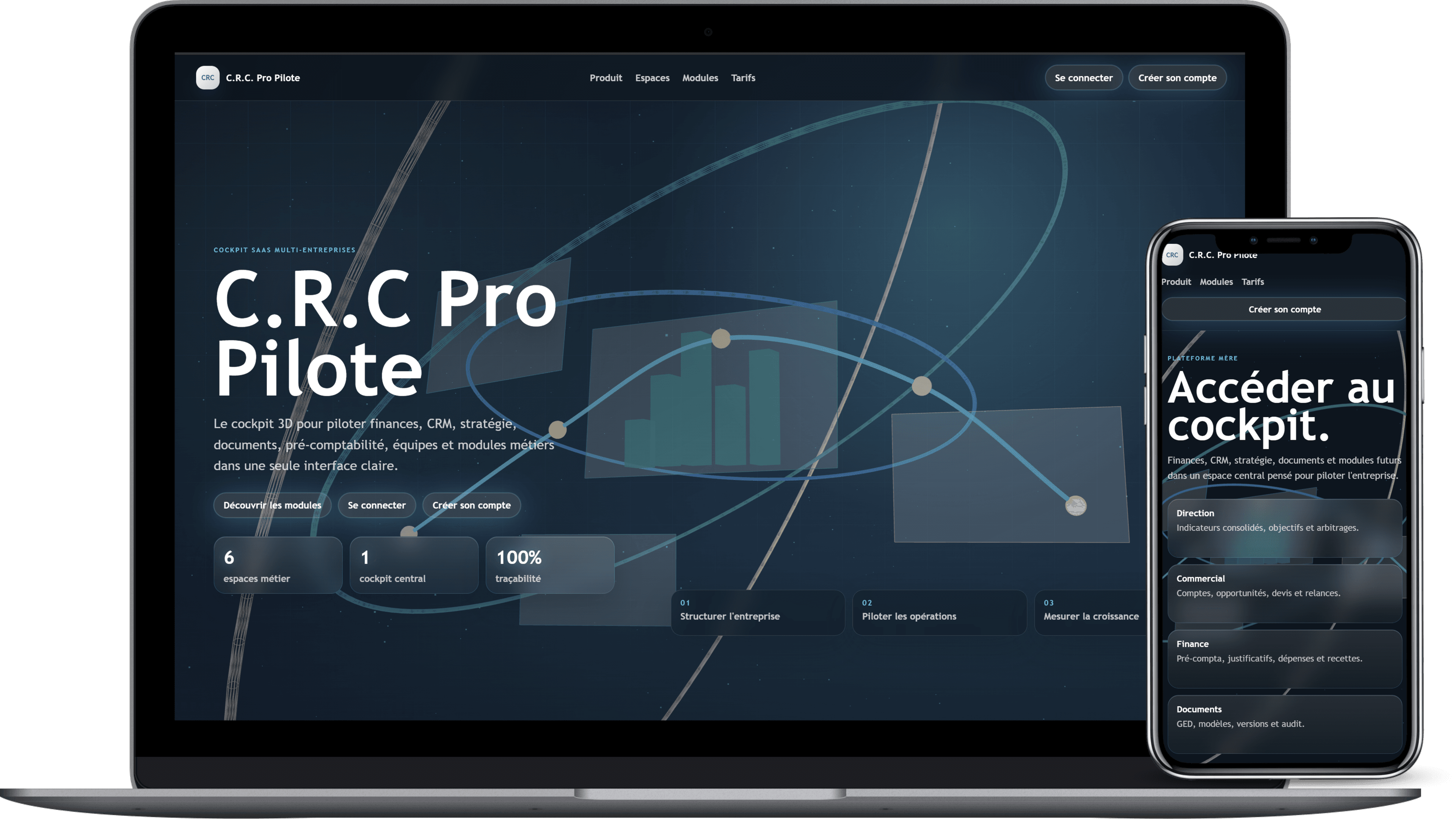 Visuel existant de l’interface C.R.C. Pro Pilote sur ordinateur